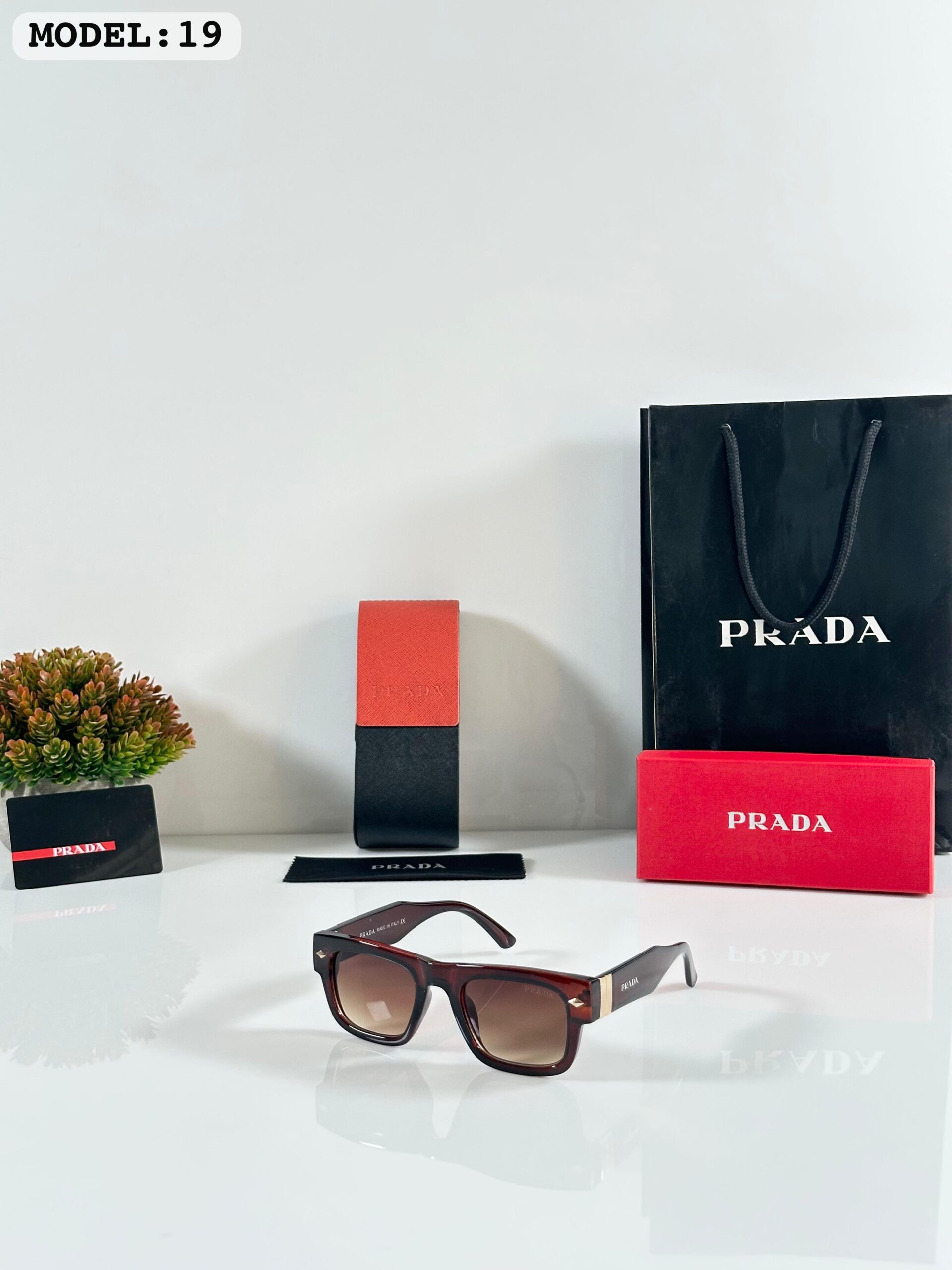 FIRST COPY PRADA 19 BROWN SUNGLASSES - Image 2