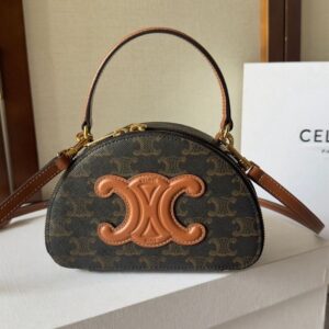 FIRST COPY CELINE HALF MOON CASE IN TRIOMPHE CANVAS AND CALFSKIN