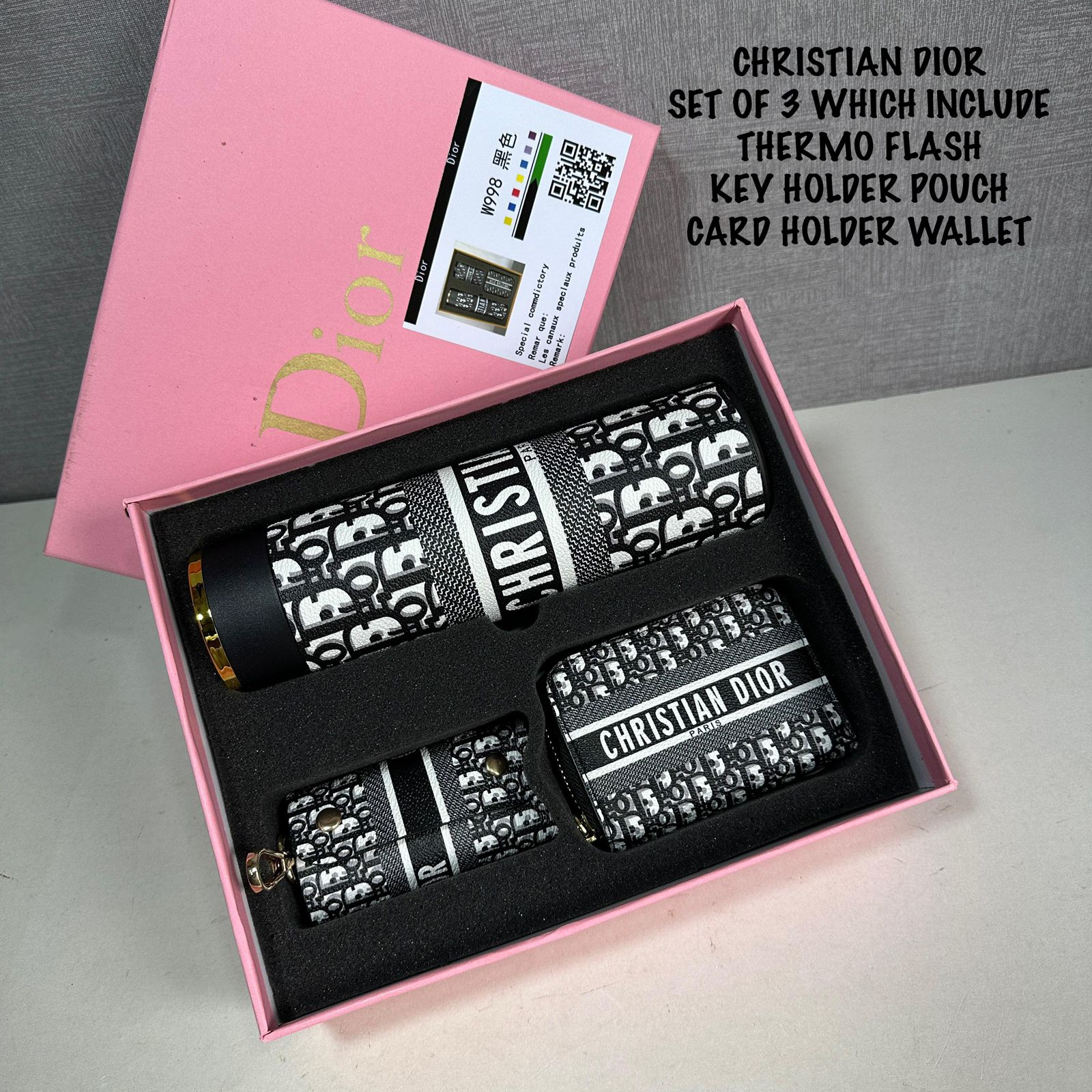 FIRST COPY CHRISTIAN DIOR SET THERMOS & KEY HOLDER & CARD HOLDER - Image 4