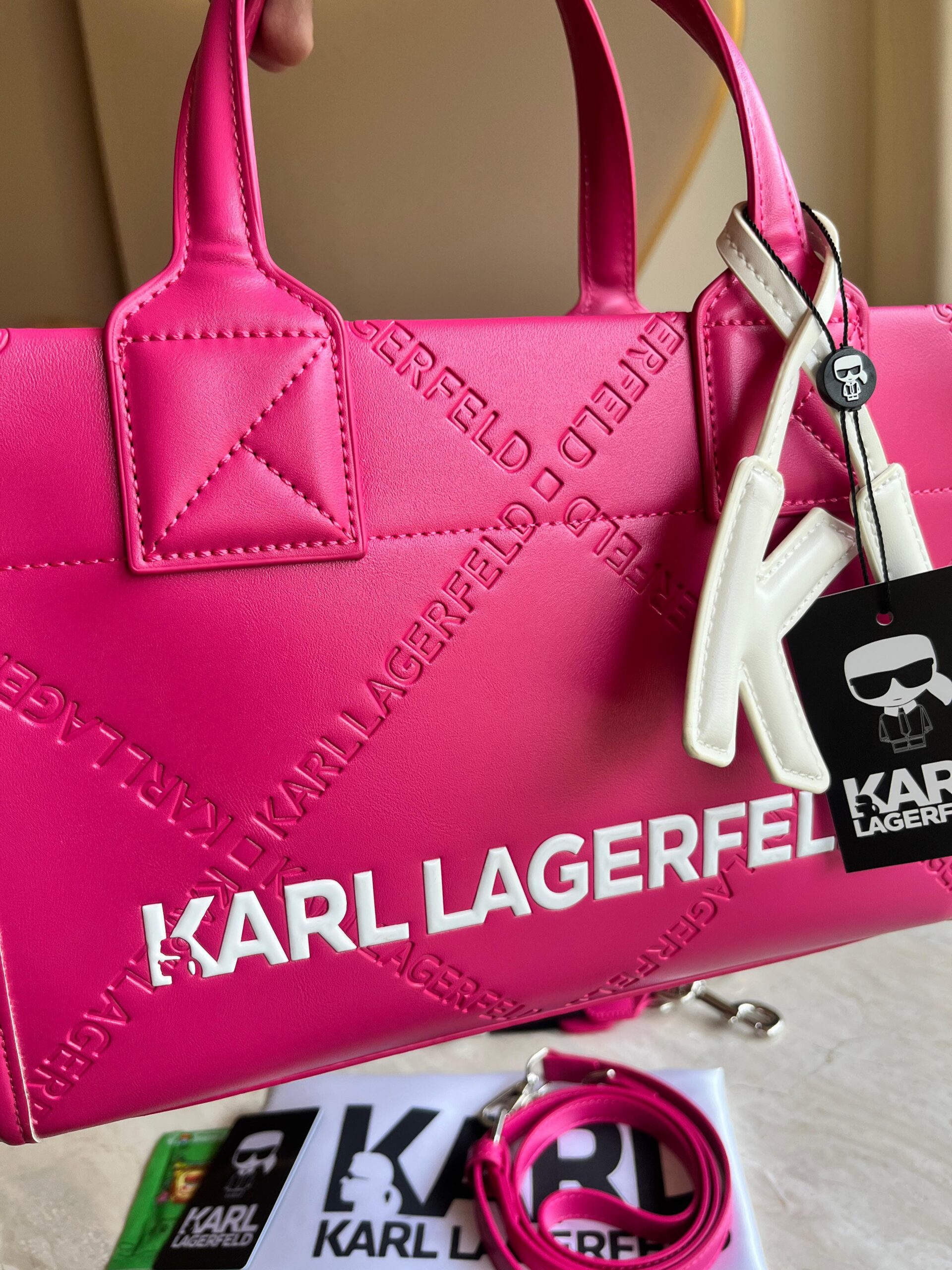 FIRST COPY KARL LAGERFELD KSQUARE EMBOSSED TOTEBAG WITH OGBOX & ACCESSORIES - Image 3