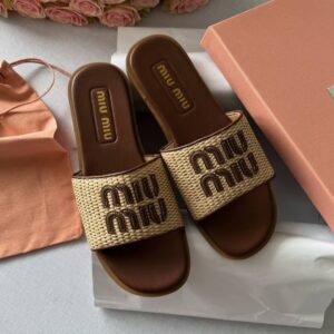 FIRST COPY MIU MIU JUTE FLATS IN STOCK