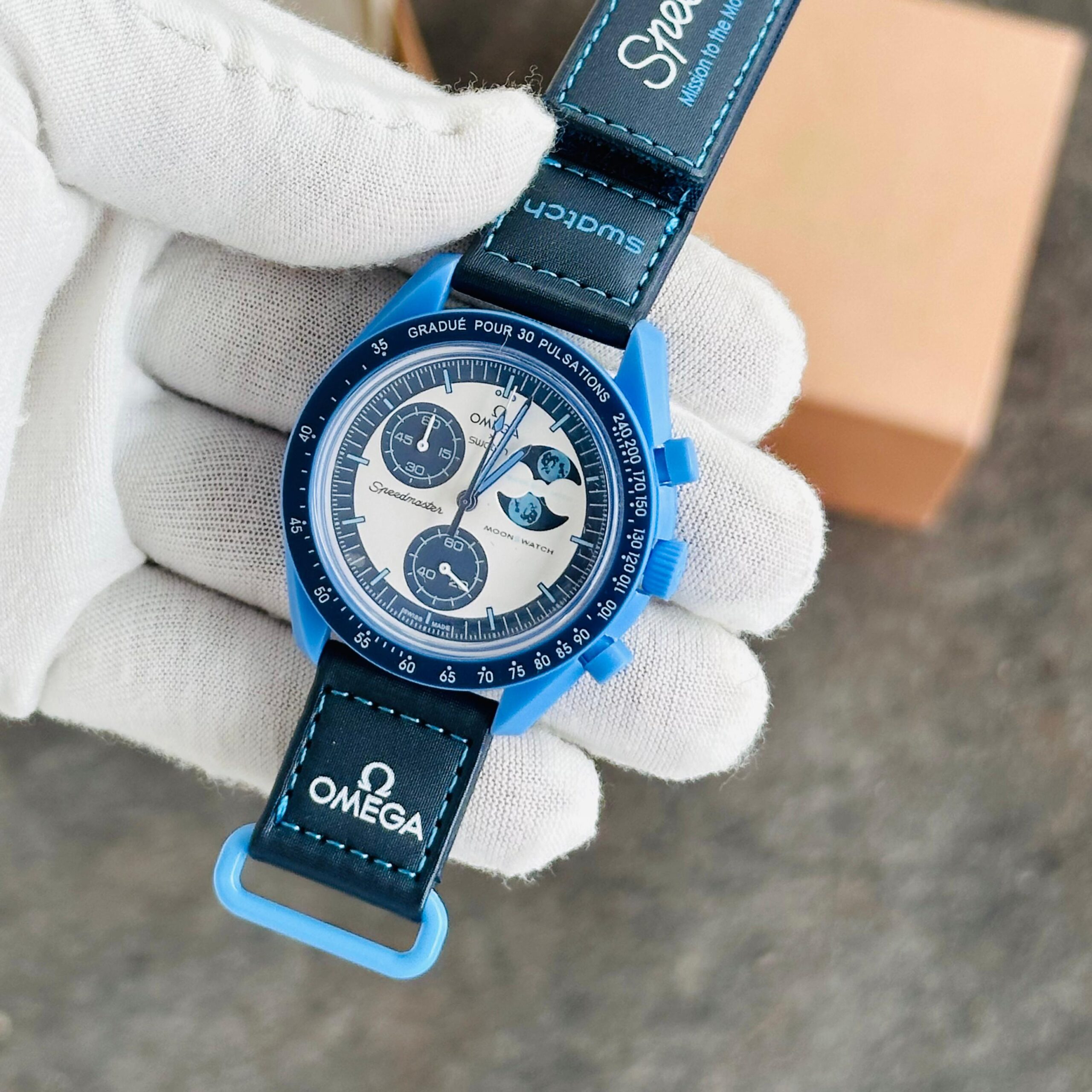 FIRST COPY OMEGA x SWATCH MOONSWATCH – MISSION TO THE SUPER BLUE MOONPHASE - Image 2