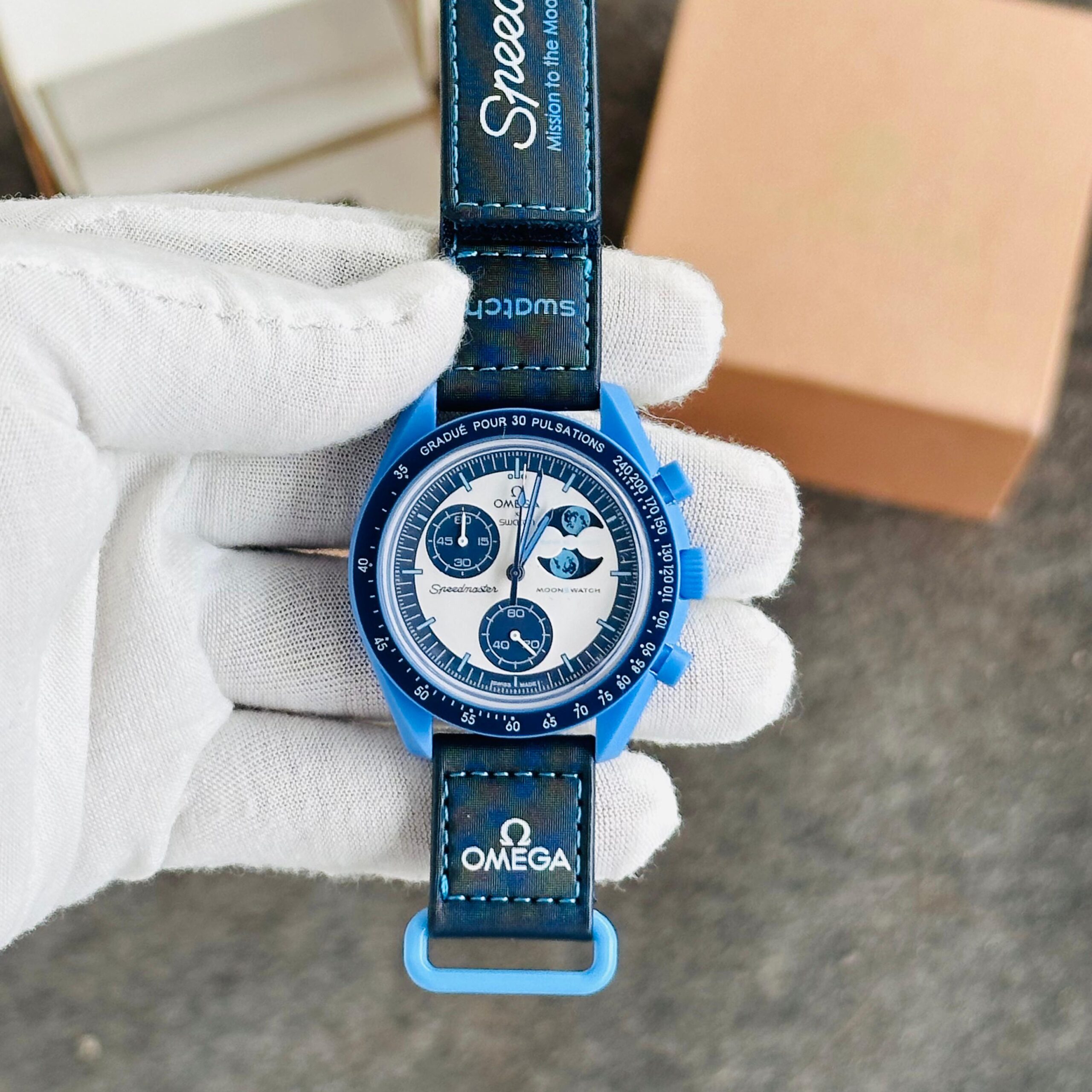 FIRST COPY OMEGA x SWATCH MOONSWATCH – MISSION TO THE SUPER BLUE MOONPHASE - Image 3