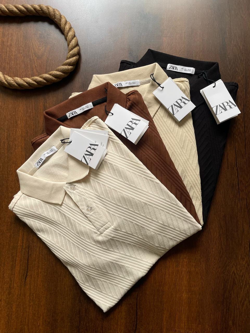 FIRST COPY Zara imported Half Sleeves Collar T-shirt