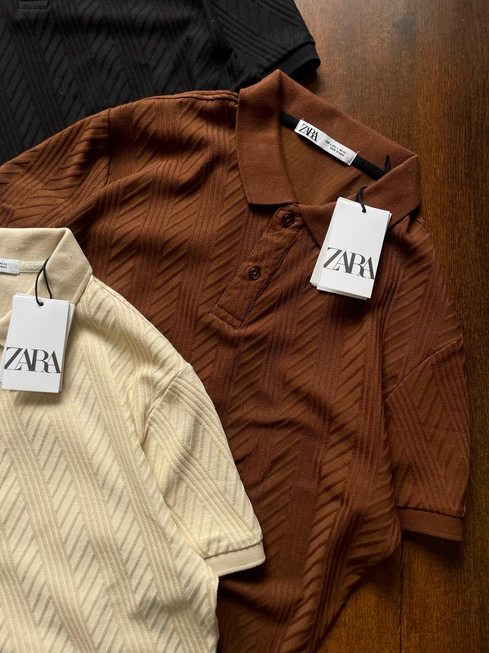 FIRST COPY Zara imported Half Sleeves Collar T-shirt - Image 4