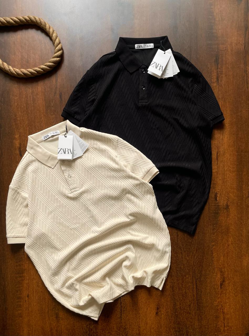 FIRST COPY Zara imported Half Sleeves Collar T-shirt - Image 6