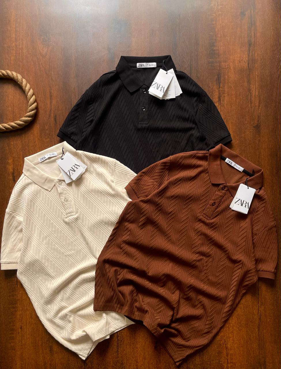 FIRST COPY Zara imported Half Sleeves Collar T-shirt - Image 8