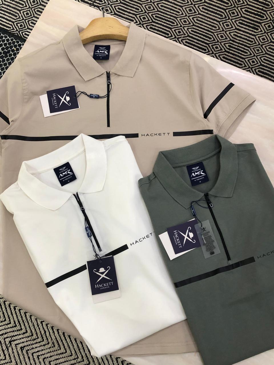 FIRST COPY HACKETT VERY PREMIUM COTTON LYCRA POLOS WITH ZIP