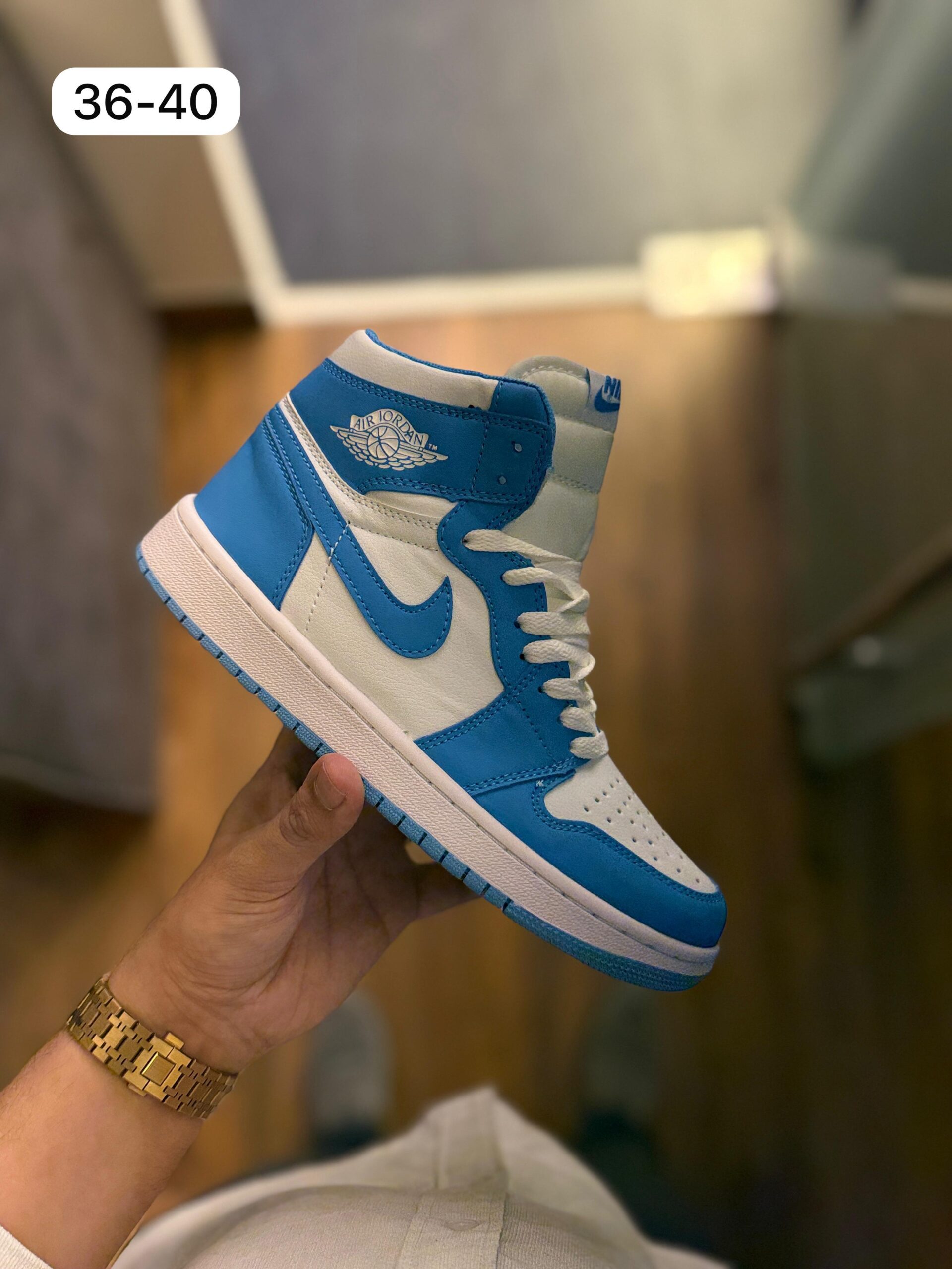 FIRST COPY AIR JORDANS RETRO 1 MID UNIVERSITY MOON BLUE