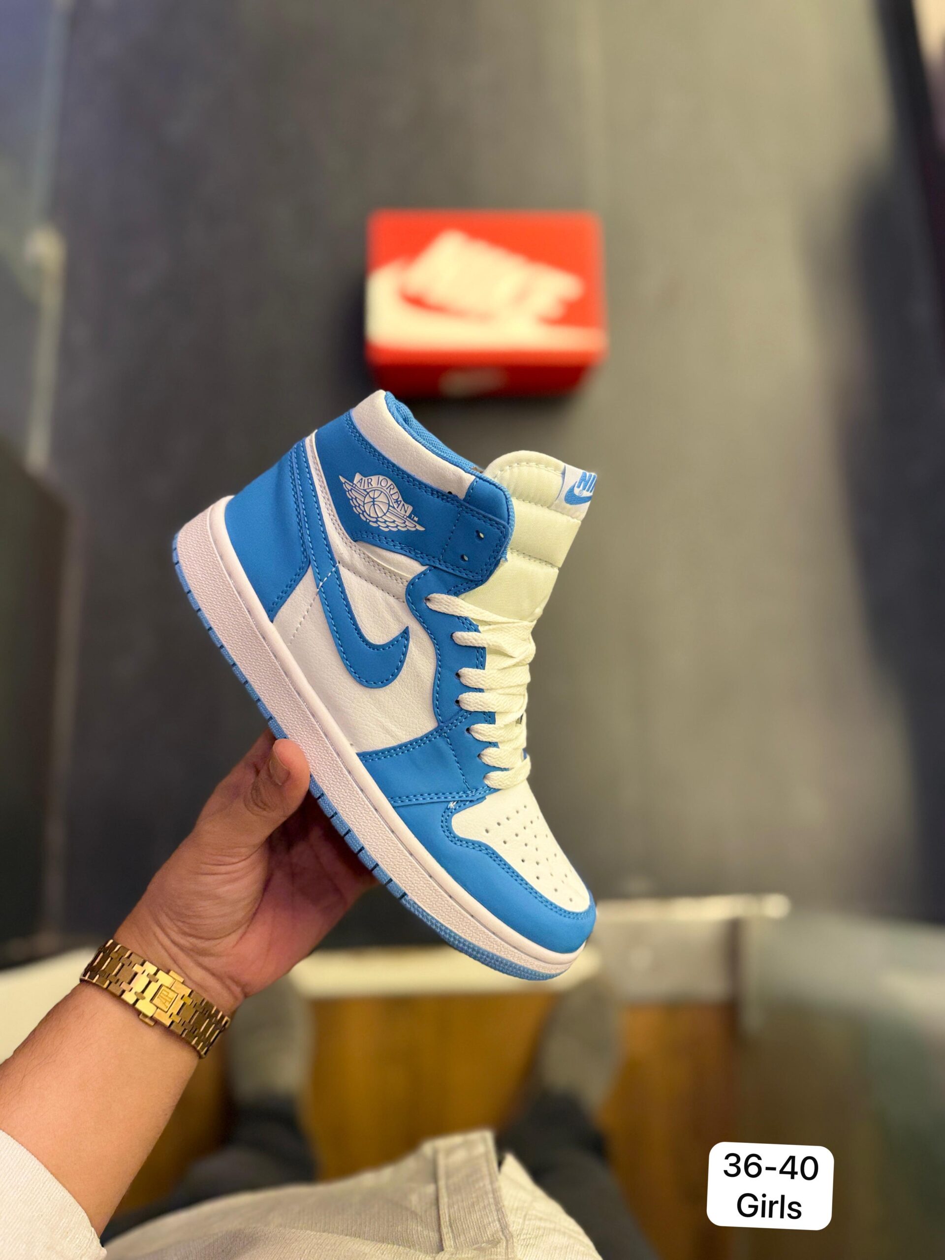 FIRST COPY AIR JORDANS RETRO 1 MID UNIVERSITY MOON BLUE - Image 2