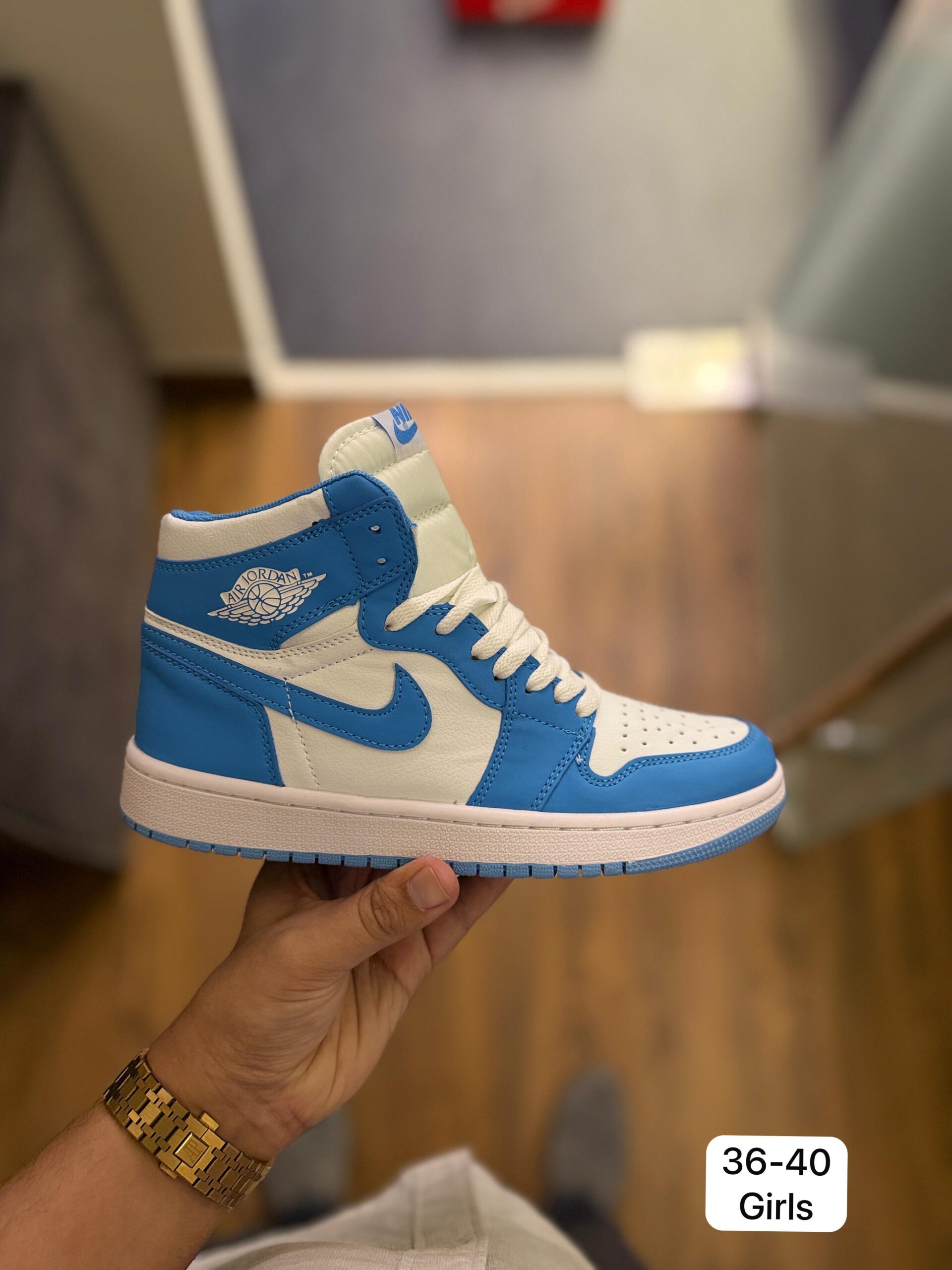 FIRST COPY AIR JORDANS RETRO 1 MID UNIVERSITY MOON BLUE - Image 3