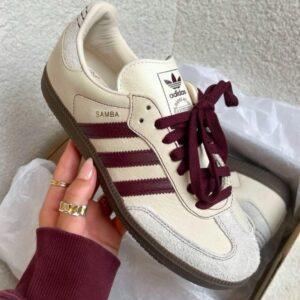 FIRST COPY Adidas Samba Maroon Wonder White Shoes For Girls