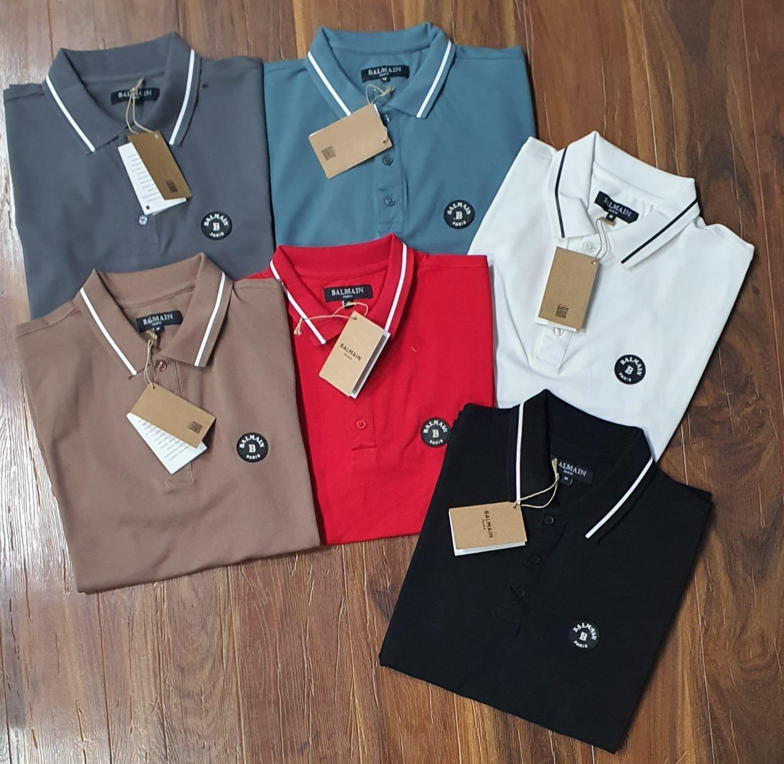 FIRST COPY BALMAIN EXCLUSIVE COTTON LYCRA COLLAR T-SHIRT - Image 5