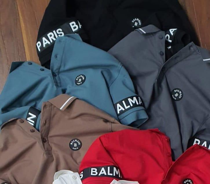 FIRST COPY BALMAIN EXCLUSIVE COTTON LYCRA COLLAR T-SHIRT - Image 8