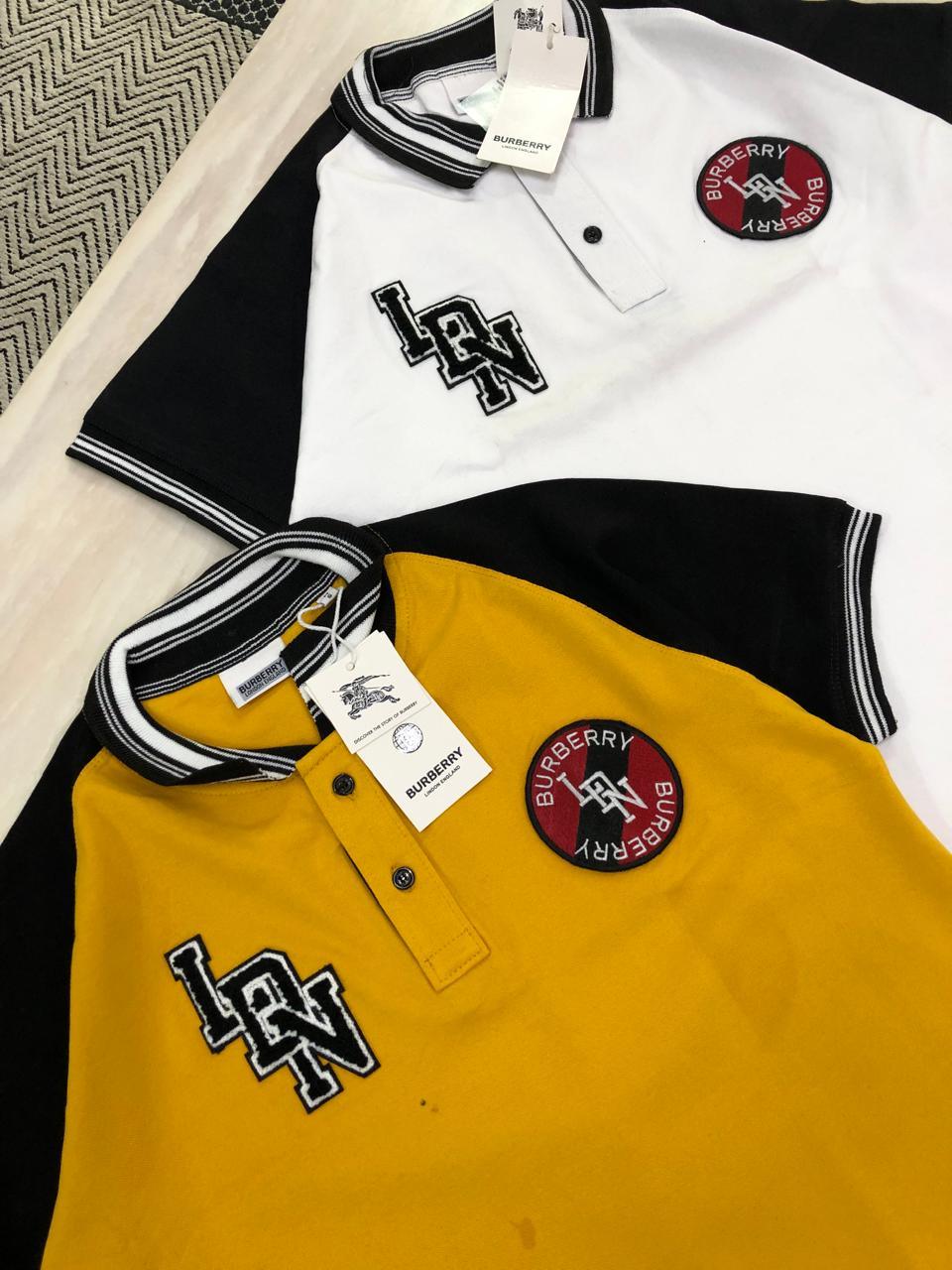 FIRST COPY BURBERRY PREMIUM COTTON LYCRA COLLAR TSHIRTS - Image 2