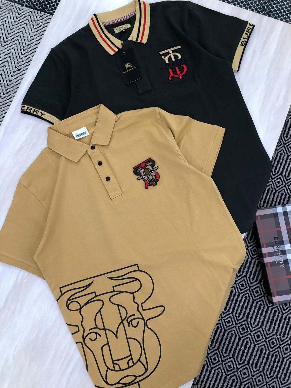 FIRST COPY BURBERRY PREMIUM COTTON LYCRA COLLAR TSHIRTS - Image 12