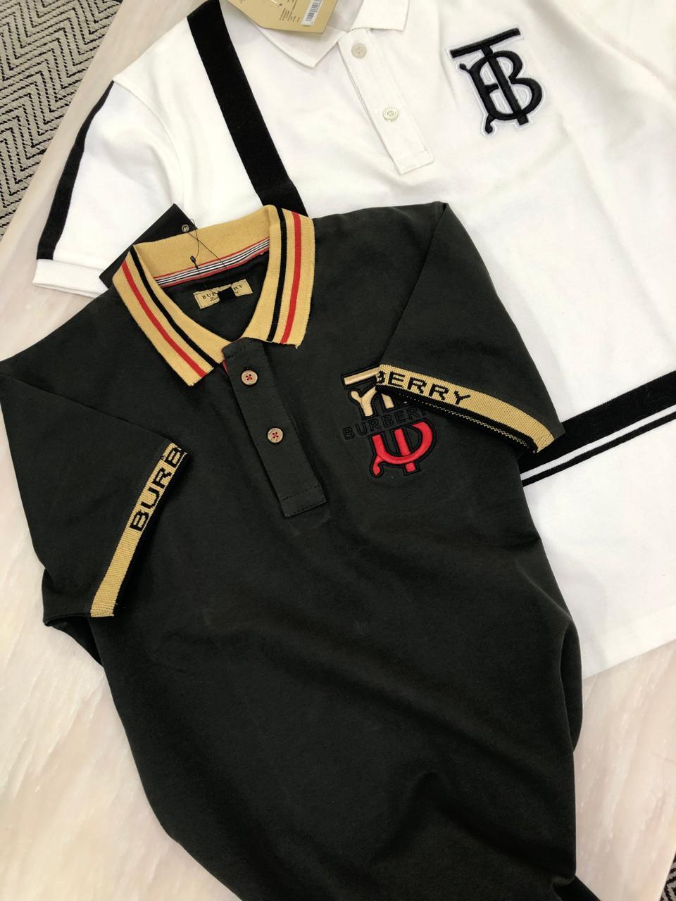 FIRST COPY BURBERRY PREMIUM COTTON LYCRA COLLAR TSHIRTS - Image 14