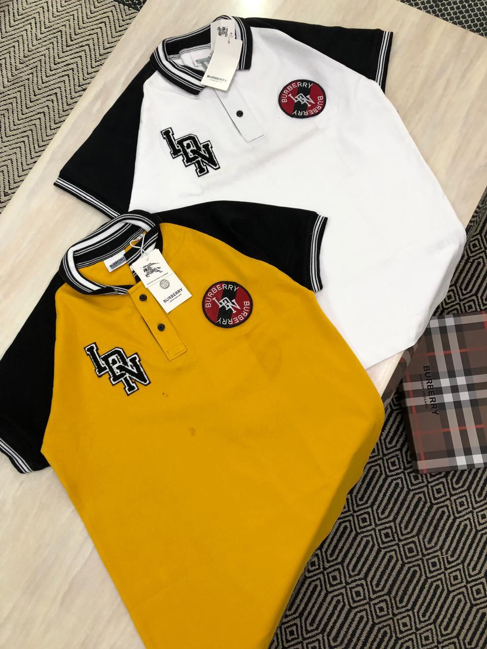 FIRST COPY BURBERRY PREMIUM COTTON LYCRA COLLAR TSHIRTS - Image 3