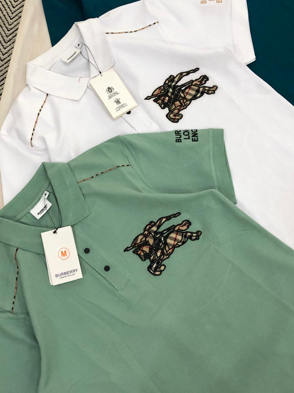 FIRST COPY BURBERRY PREMIUM COTTON LYCRA COLLAR TSHIRTS - Image 4