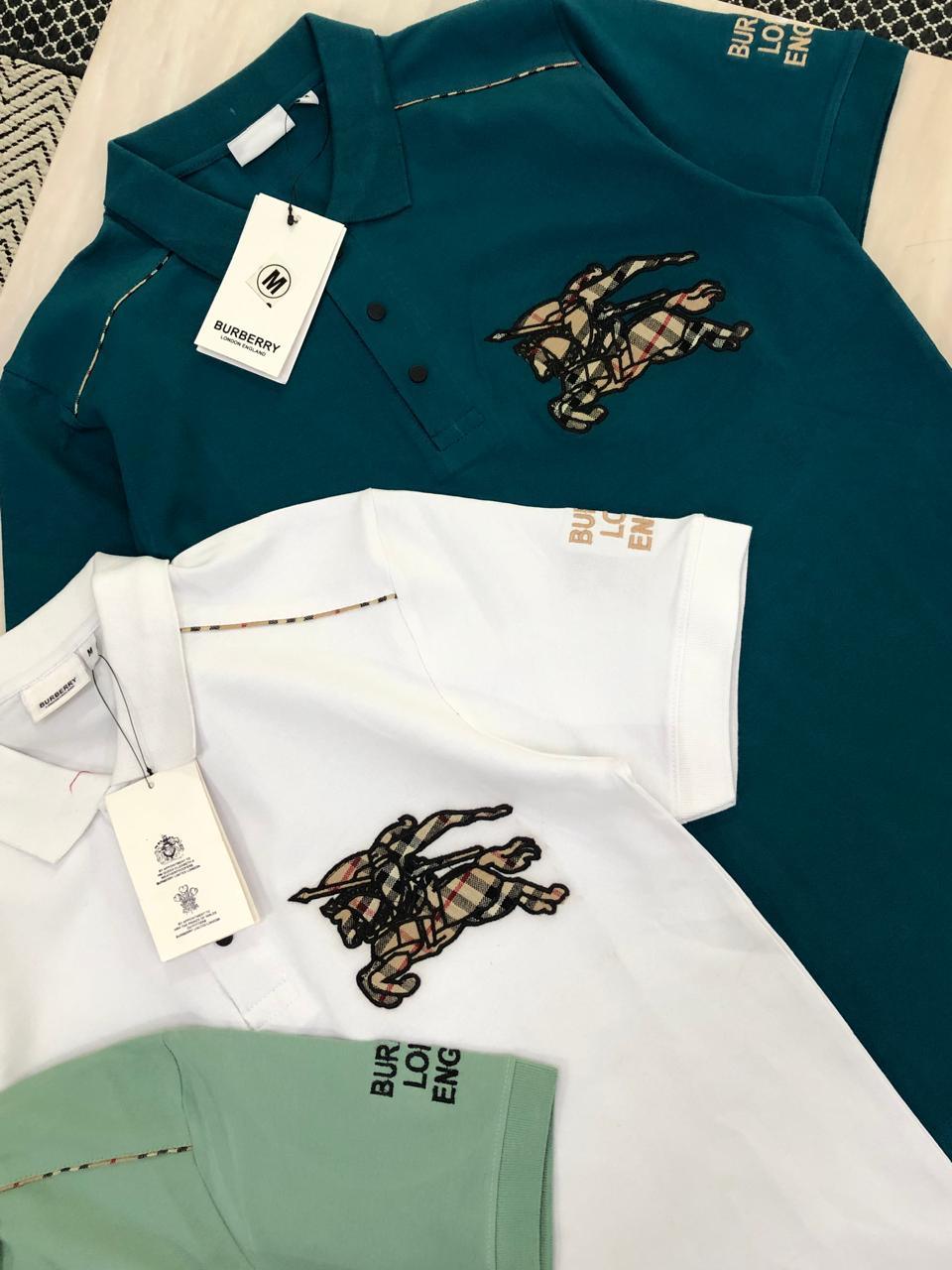 FIRST COPY BURBERRY PREMIUM COTTON LYCRA COLLAR TSHIRTS - Image 5