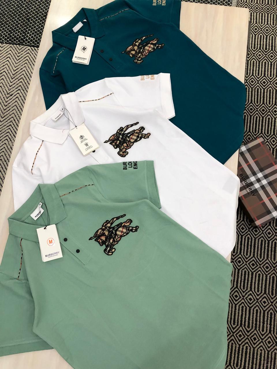 FIRST COPY BURBERRY PREMIUM COTTON LYCRA COLLAR TSHIRTS - Image 6