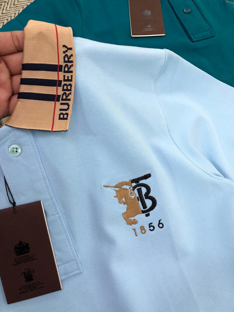 FIRST COPY BURBERRY PREMIUM COTTON LYCRA COLLAR TSHIRTS - Image 8