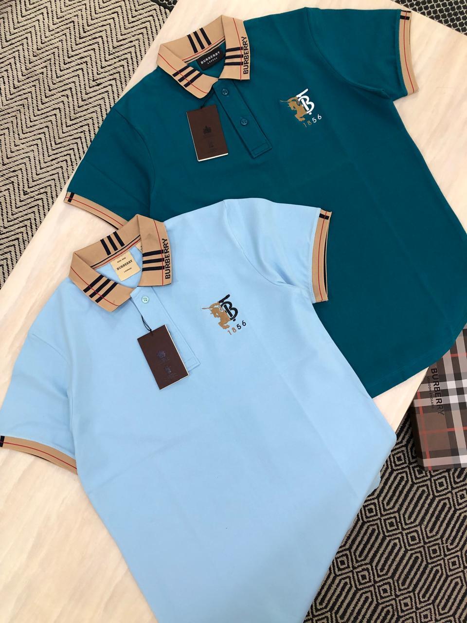 FIRST COPY BURBERRY PREMIUM COTTON LYCRA COLLAR TSHIRTS - Image 9