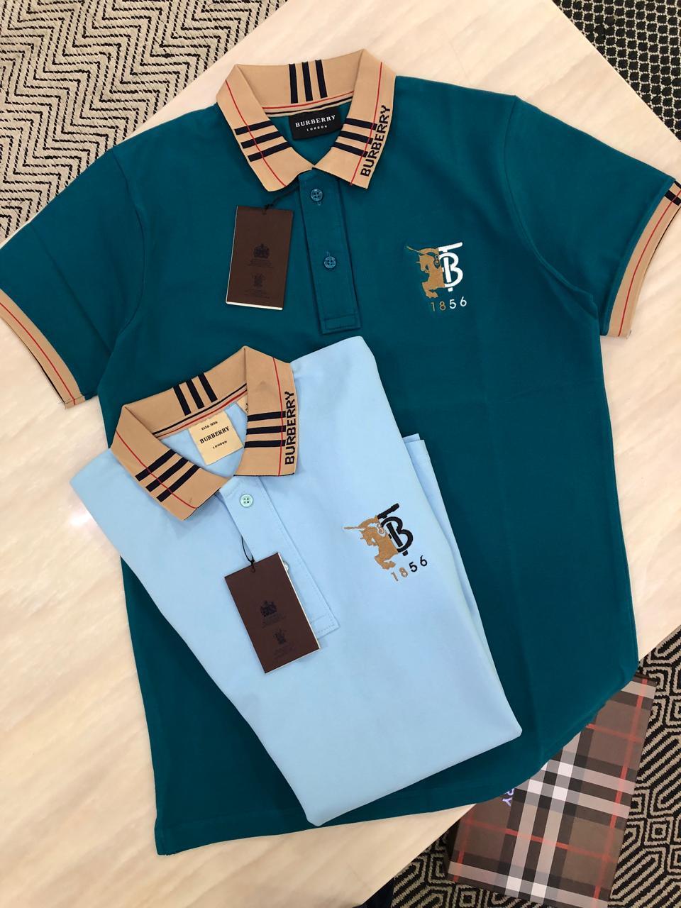 FIRST COPY BURBERRY PREMIUM COTTON LYCRA COLLAR TSHIRTS - Image 10