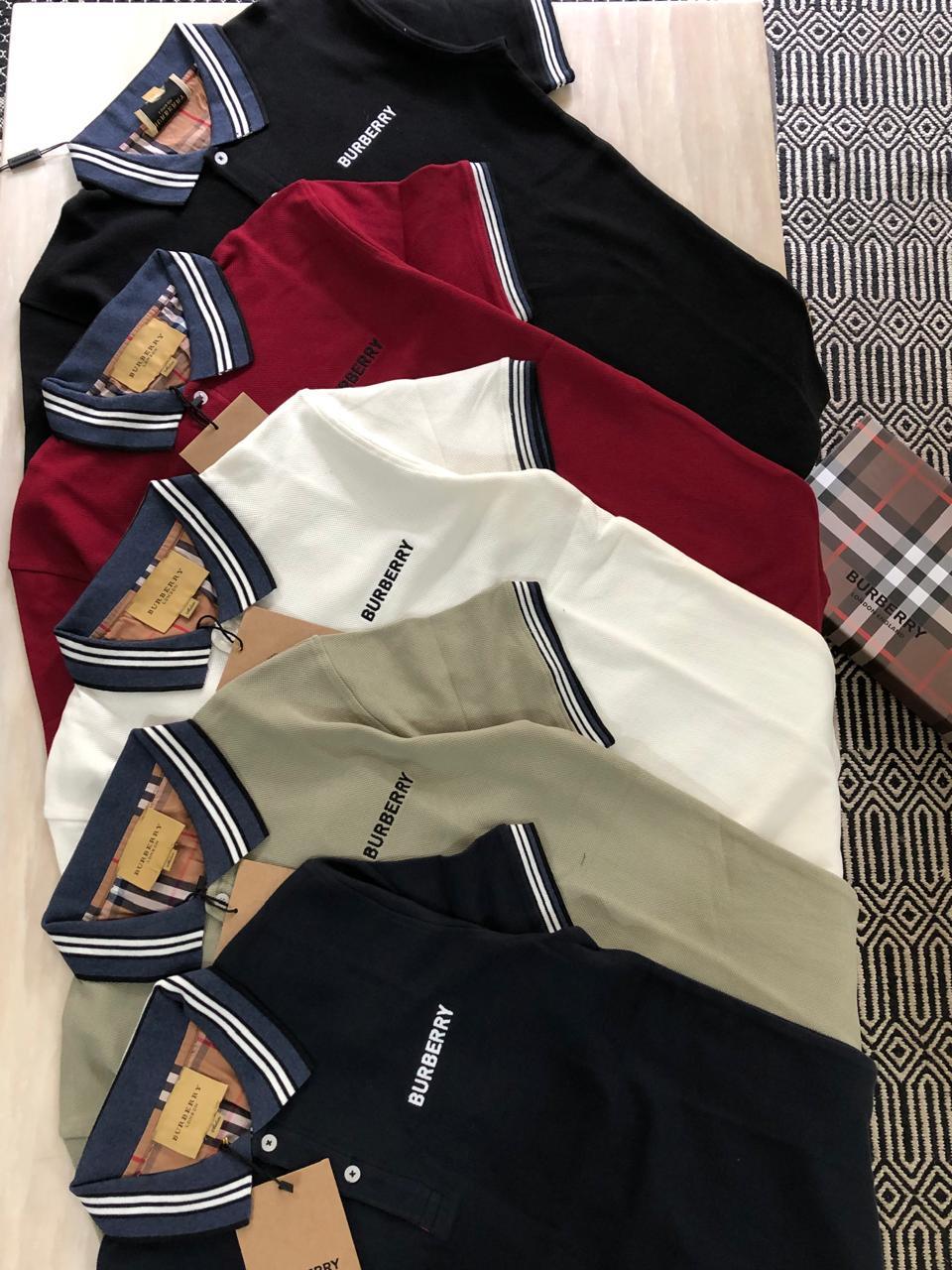 FIRST COPY BURBERRY VERY PREMIUM COTTON LYCRA POLOS T-SHIRT