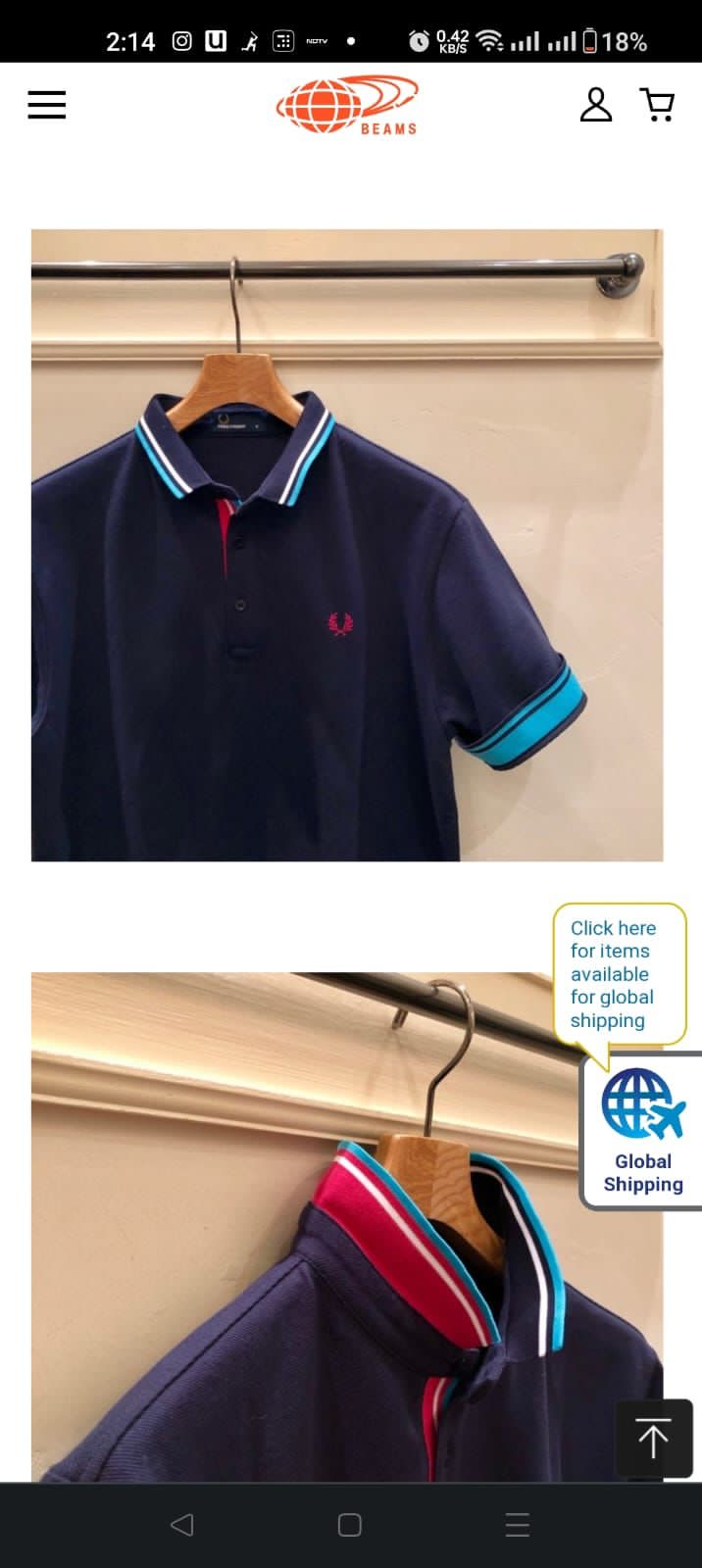 FIRST COPY FRED SHIPMENT JACQUARD TIPPED POLOS T-SHIRT - Image 2