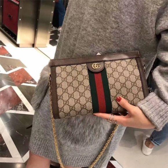 FIRST COPY Gucci Medium Ophidia Monogram-Stripe Shoulder Bag - Image 2