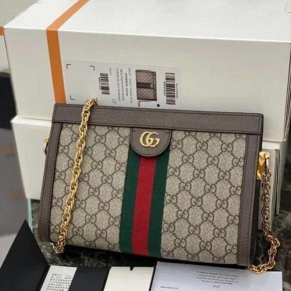 FIRST COPY Gucci Medium Ophidia Monogram-Stripe Shoulder Bag - Image 3