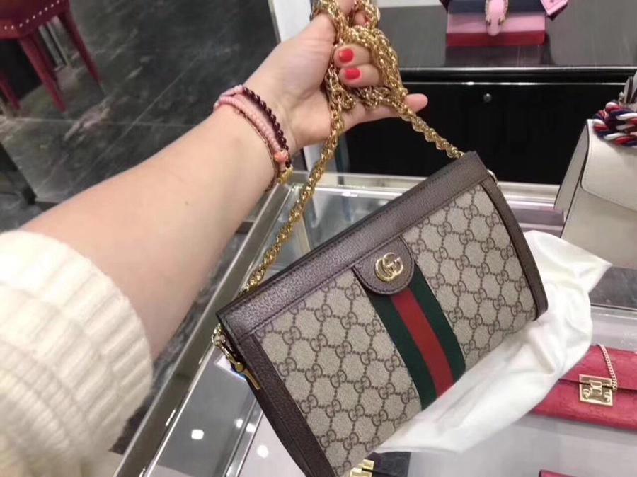 FIRST COPY Gucci Medium Ophidia Monogram-Stripe Shoulder Bag - Image 4