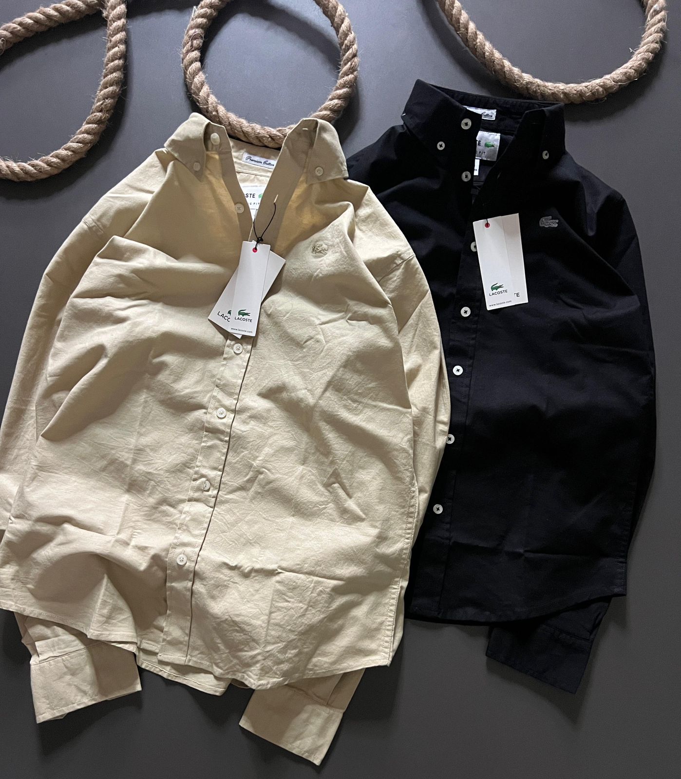 FIRST COPY LACOSTE PLAIN SHIRT OXFORD COTTON LYCRA - Image 7