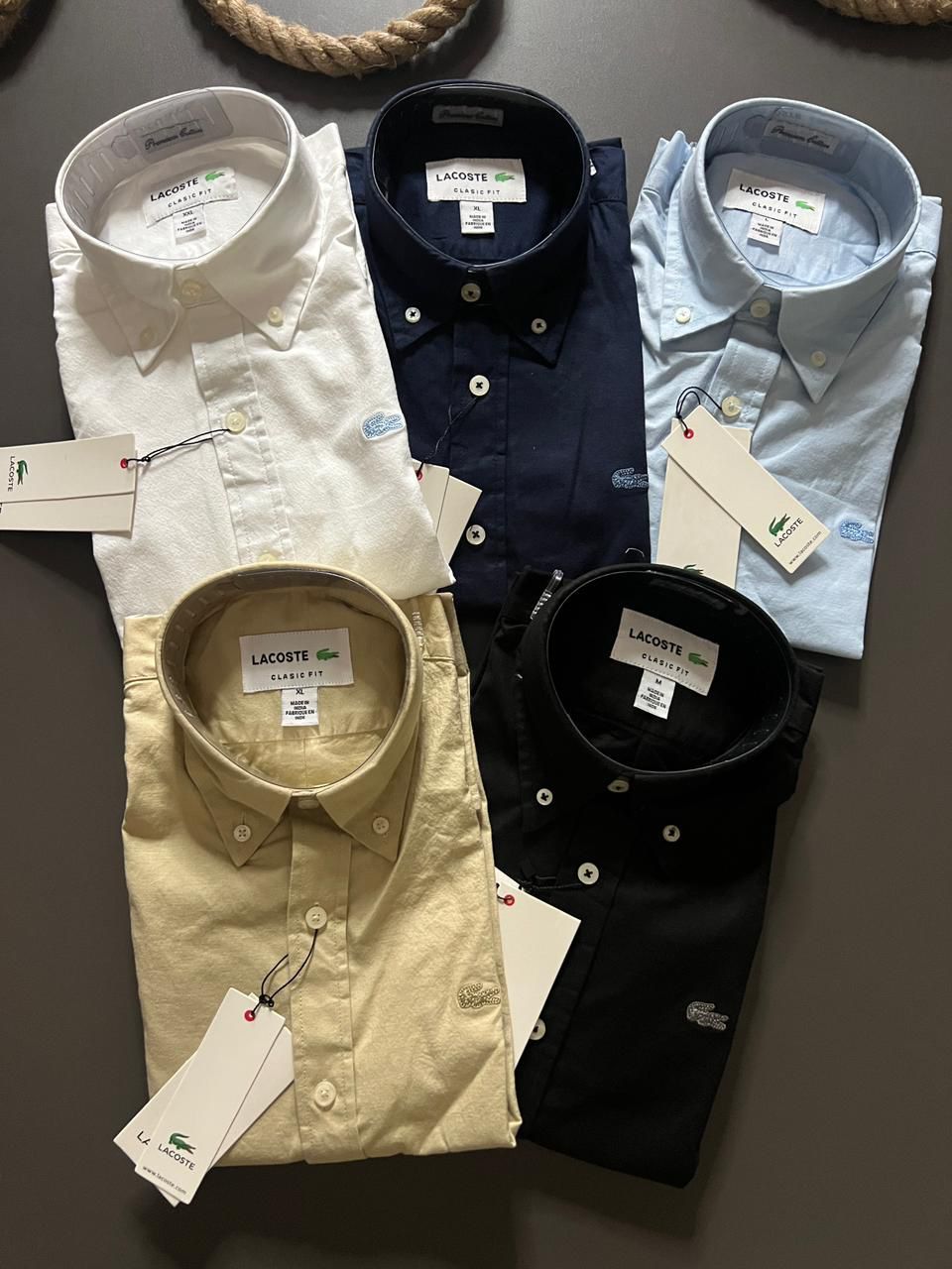 FIRST COPY LACOSTE PLAIN SHIRT OXFORD COTTON LYCRA - Image 4