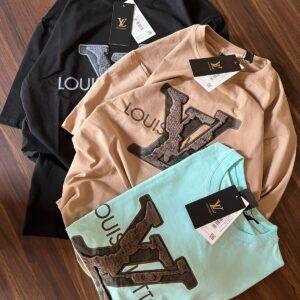 FIRST COPY Louis Vuitton Drop shoulder Premium patch work on front t-shirt