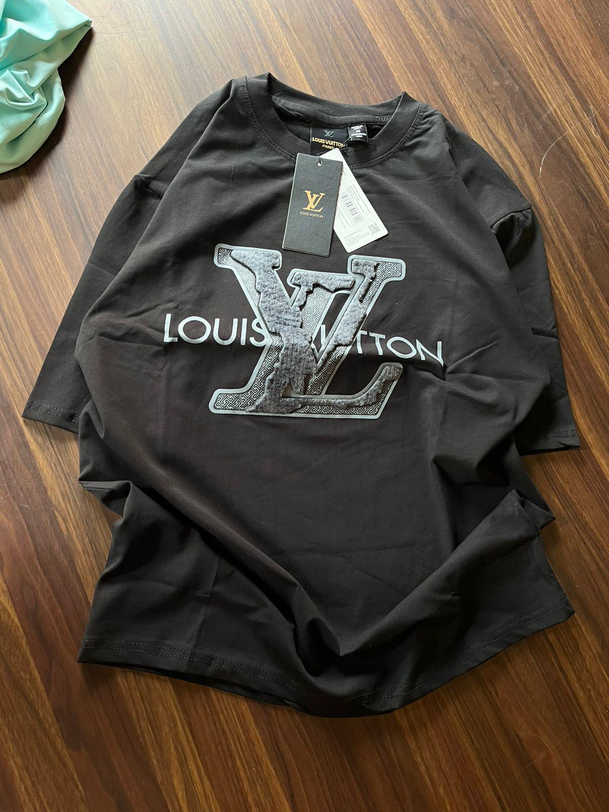 FIRST COPY Louis Vuitton Drop shoulder Premium patch work on front t-shirt - Image 5