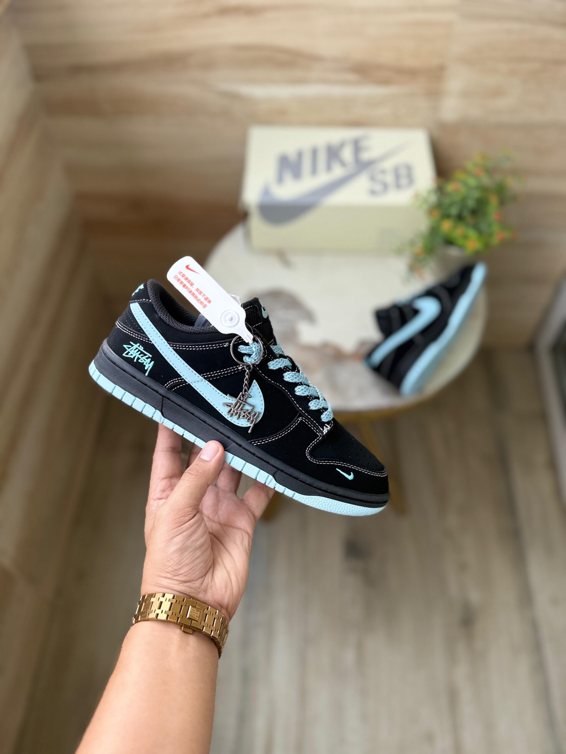 FIRST COPY NIKE SB DUNK STUSSY BLACK WHITE 2025 - Image 6