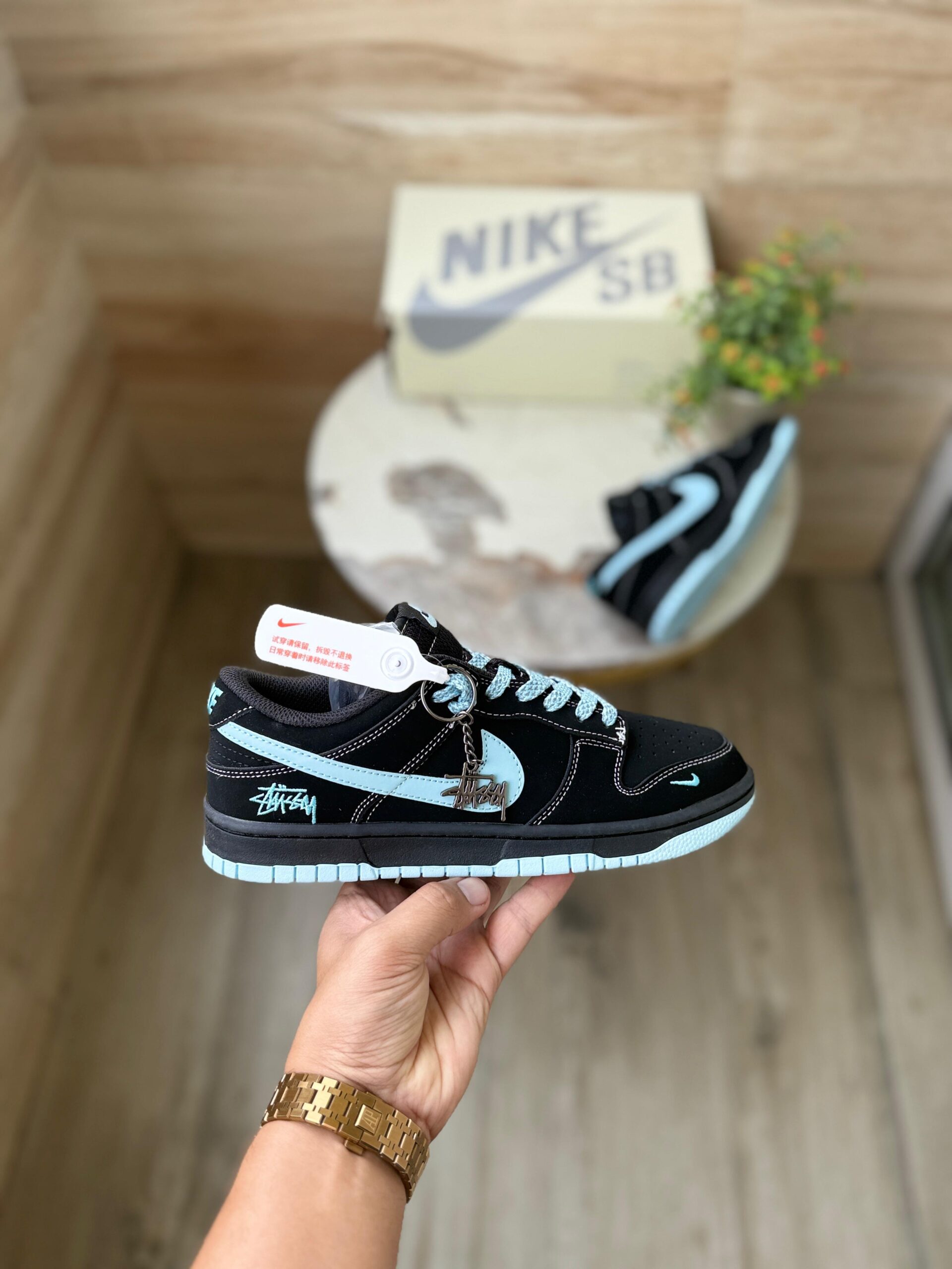 FIRST COPY NIKE SB DUNK STUSSY BLACK WHITE 2025 - Image 7