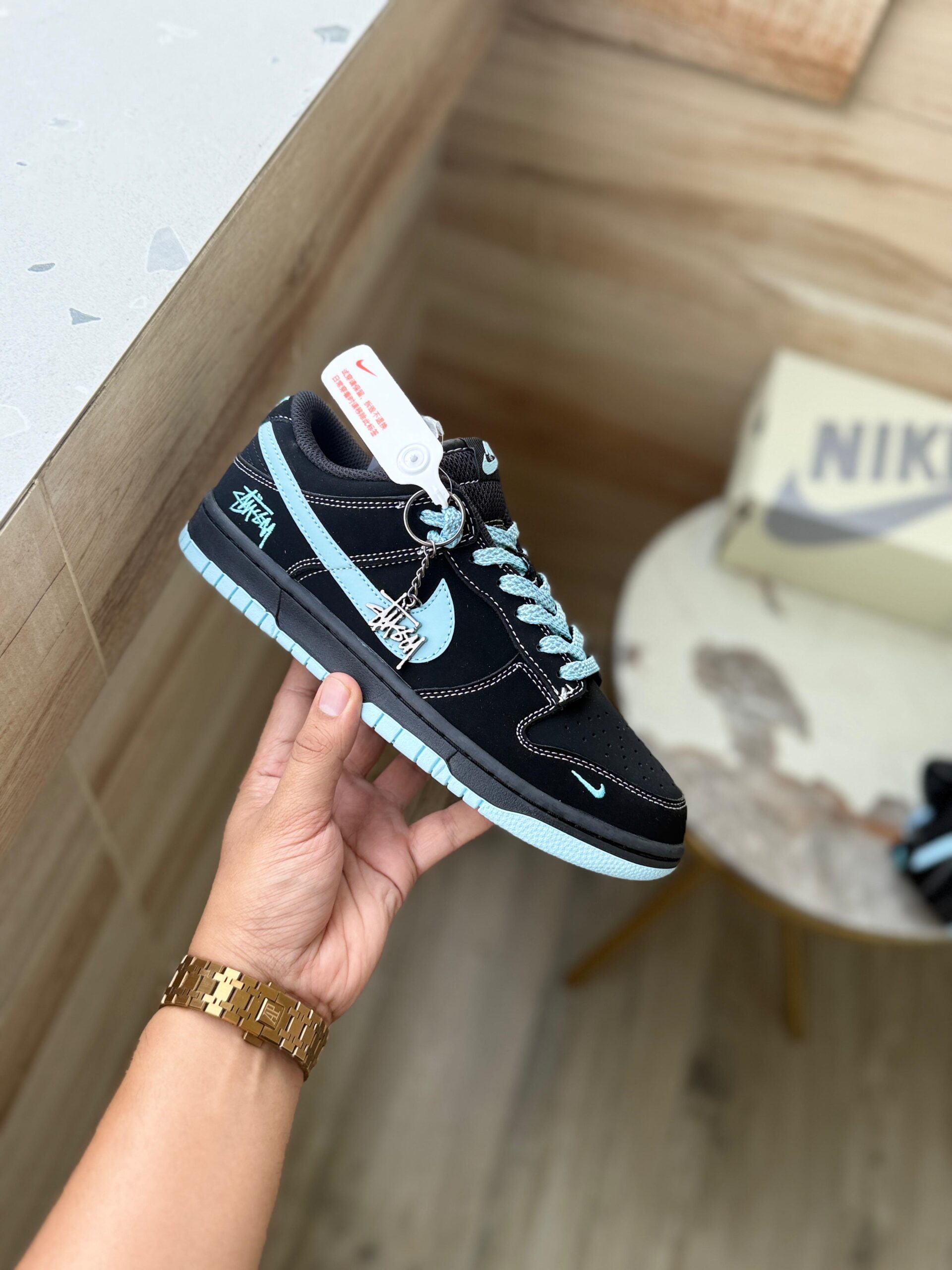 FIRST COPY NIKE SB DUNK STUSSY BLACK WHITE 2025