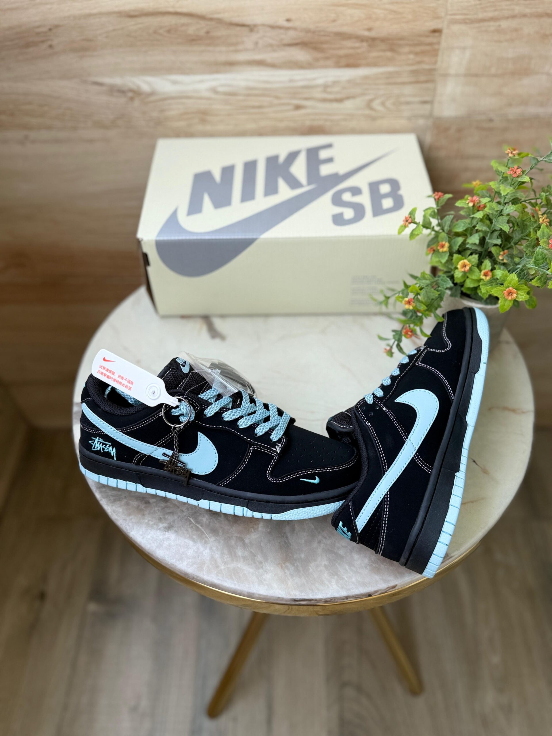 FIRST COPY NIKE SB DUNK STUSSY BLACK WHITE 2025 - Image 9