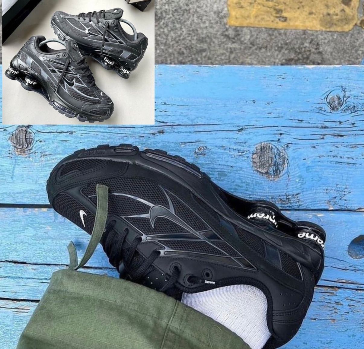 FIRST COPY NIKE SHOX 2025 BLACK WHITE SUPREME - Image 6