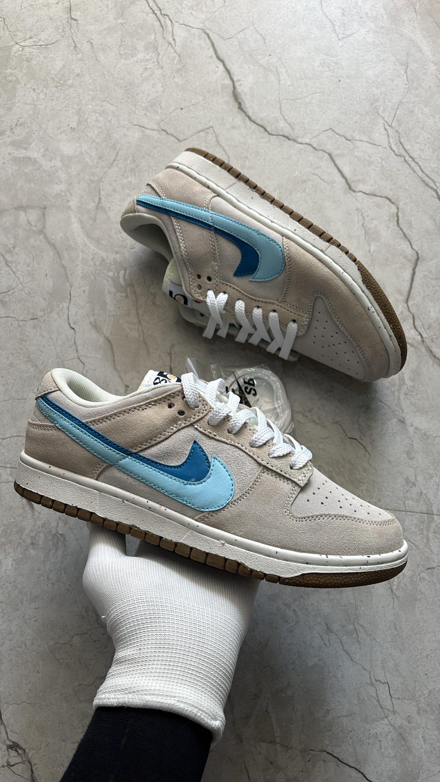 FIRST COPY Nike sb dunk low double swoosh grey blue shoes for men