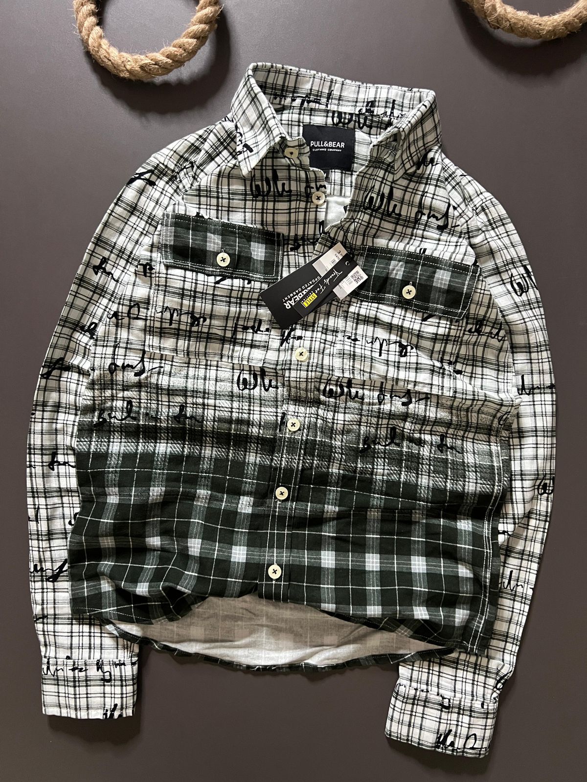 FIRST COPY PULL & BEAR COTTON PRINTS DOUBLE POCKET SHIRT - Image 7