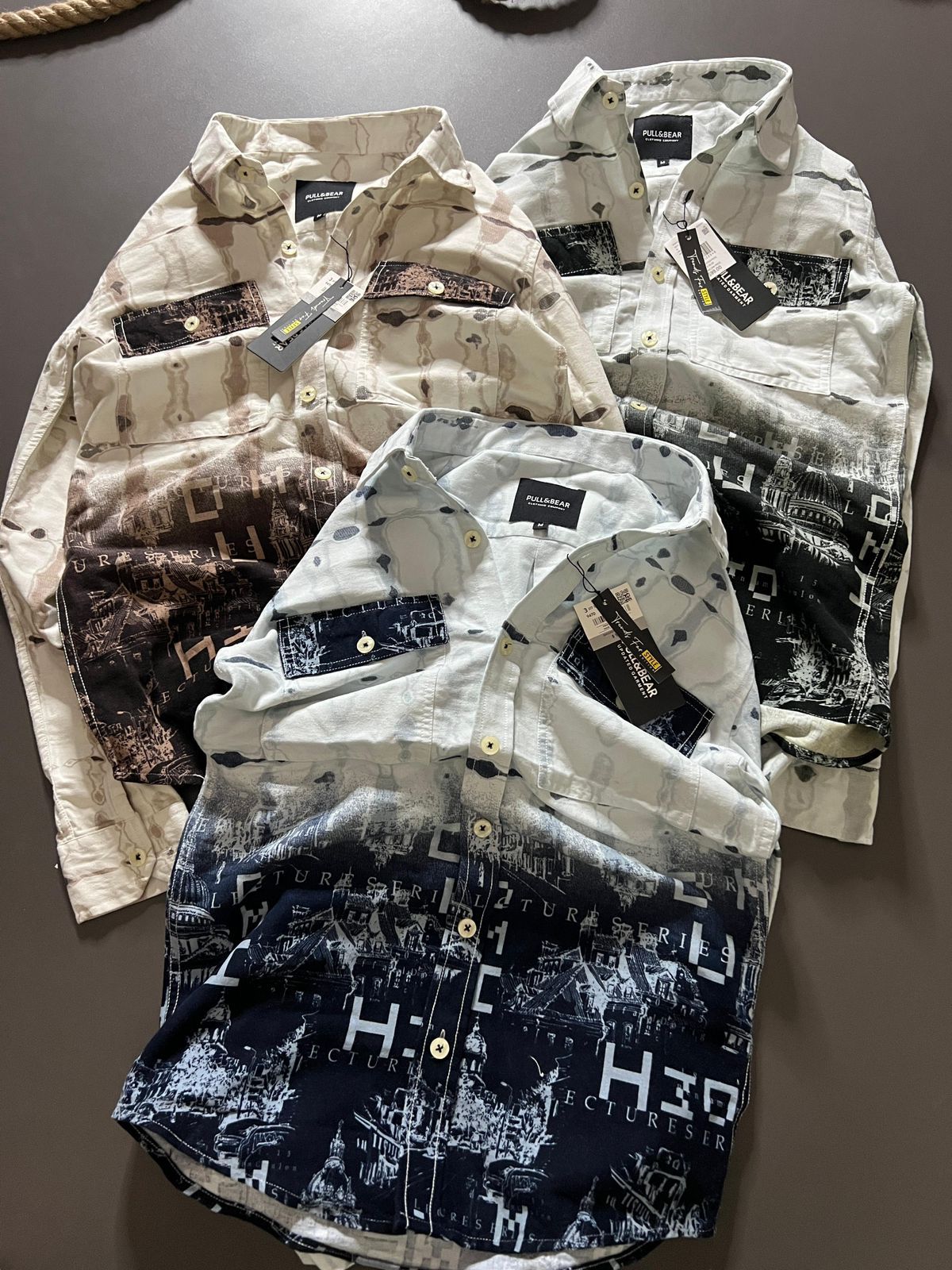 FIRST COPY PULL & BEAR COTTON PRINTS DOUBLE POCKET SHIRT - Image 9