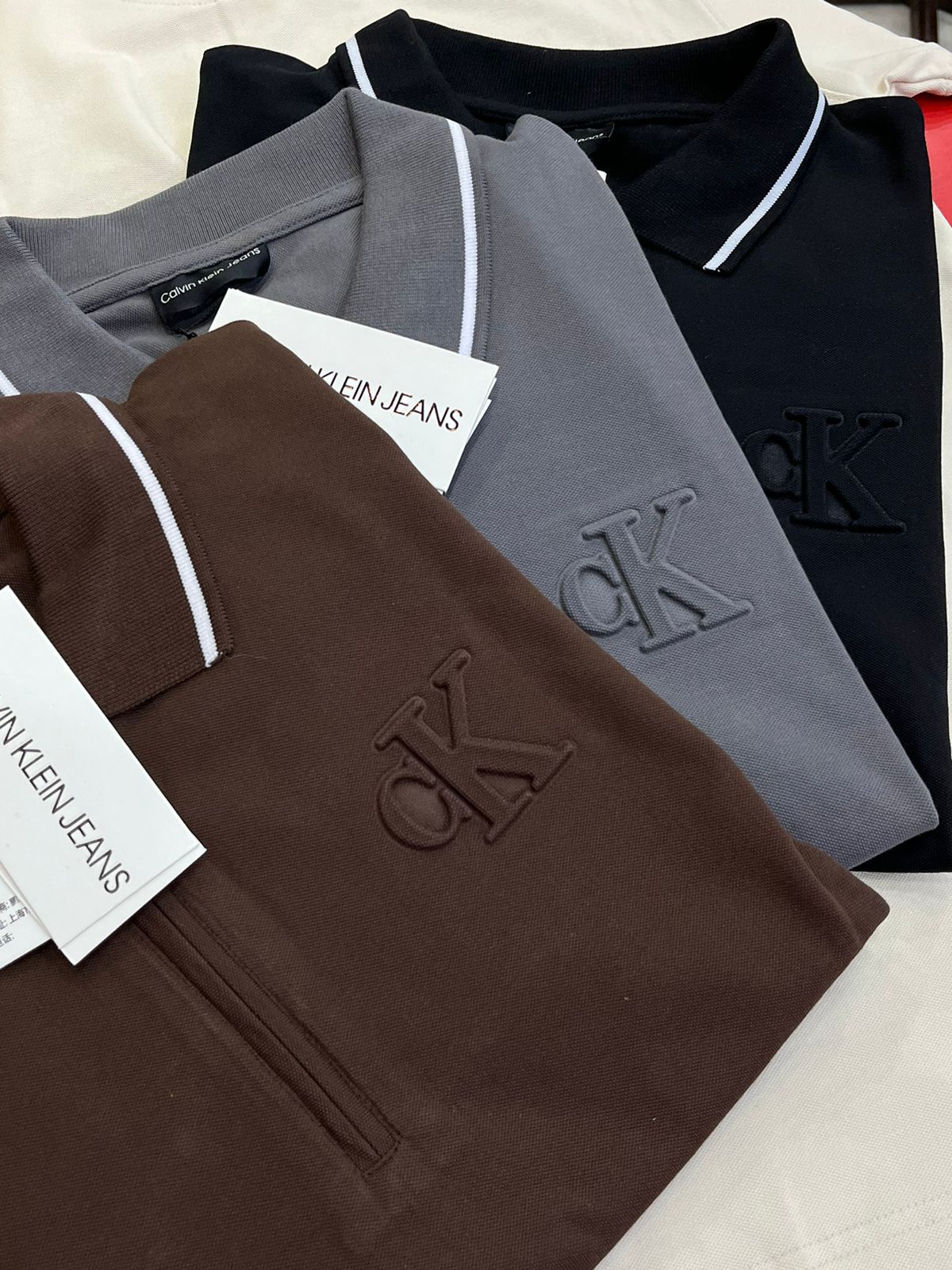 FIRST COPY calvin klien Half zipper matty fabric t-shirt