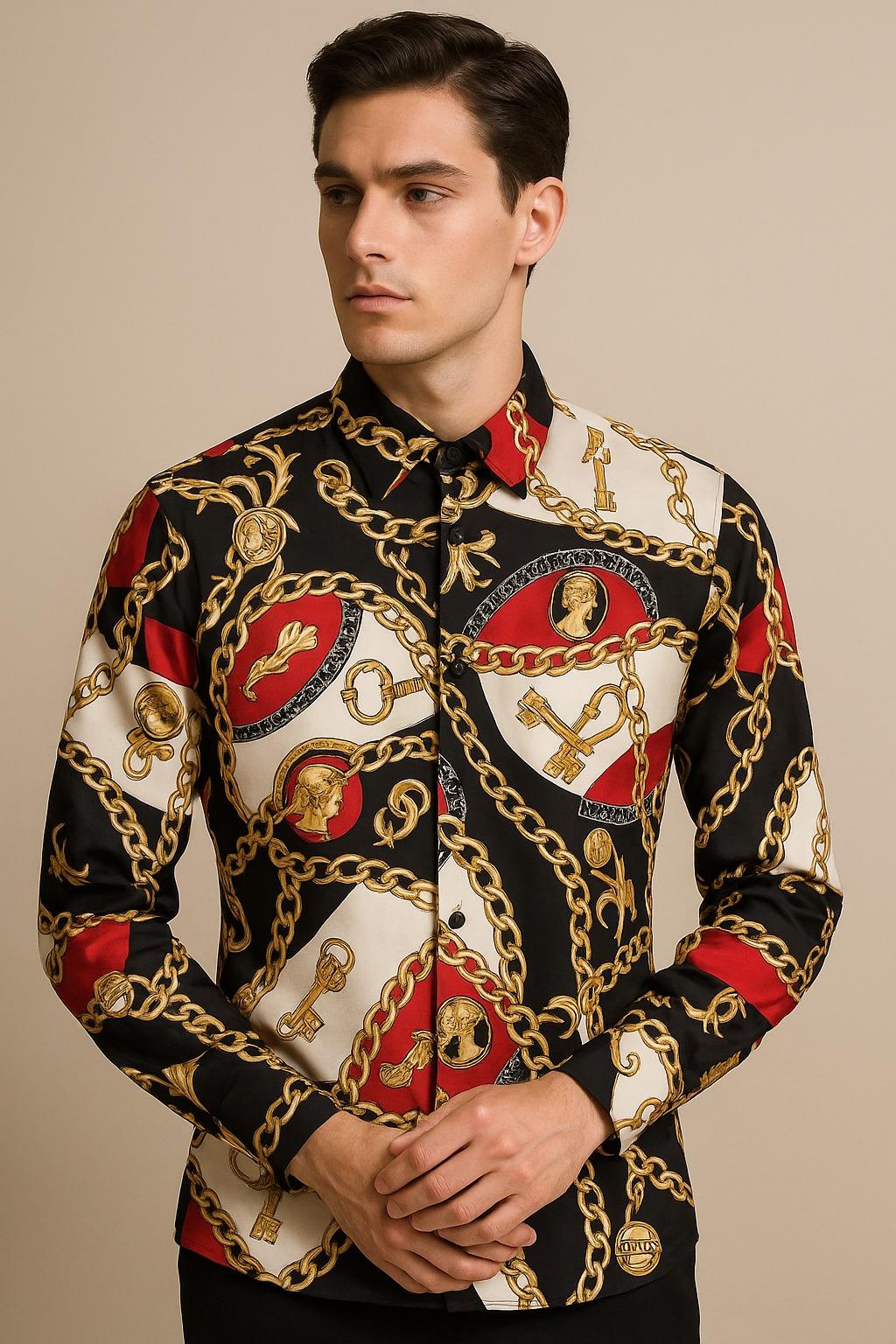 FIRST COPY versace chain reaction red shirts