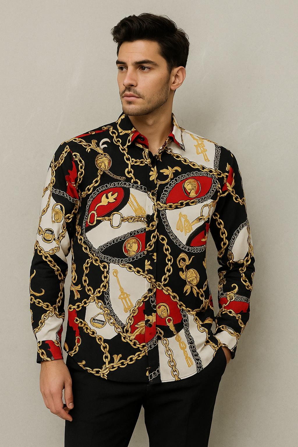 FIRST COPY versace chain reaction red shirts - Image 2