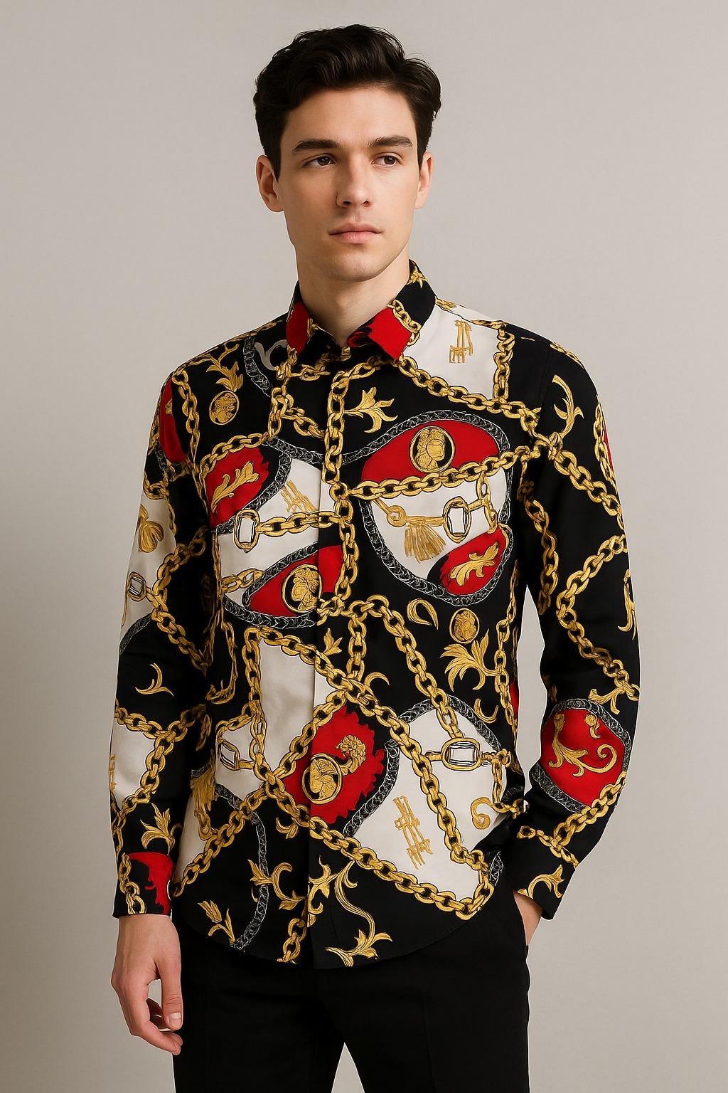 FIRST COPY versace chain reaction red shirts - Image 3