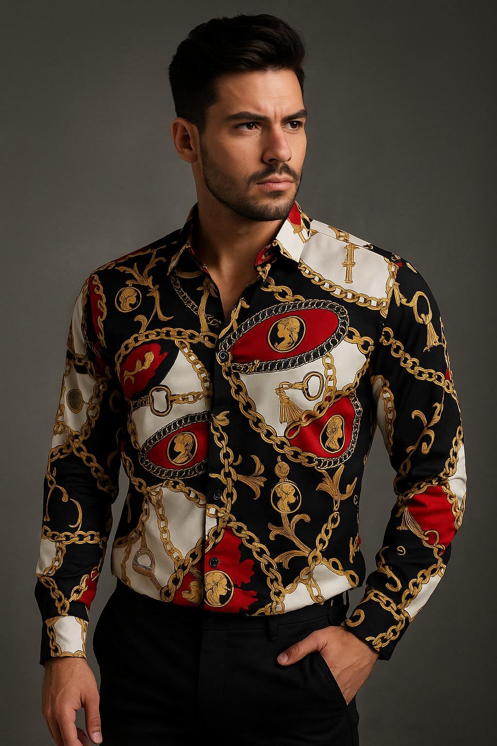 FIRST COPY versace chain reaction red shirts - Image 4